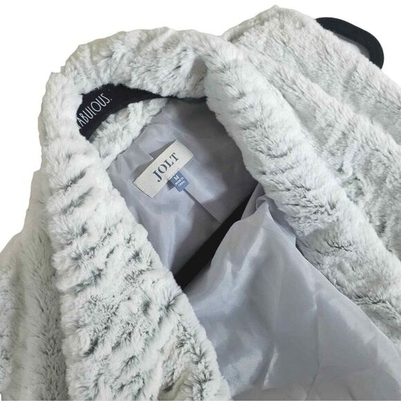 JOLT faux fur open front waterfall cardigan silver gray med - Picture 10 of 10